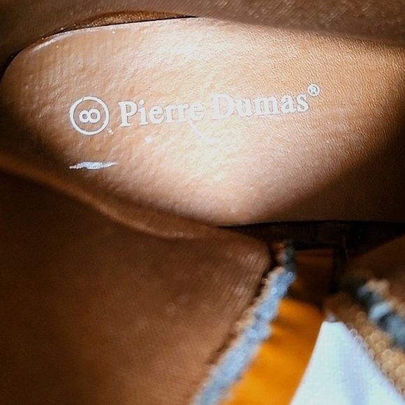 Pierre Dumas NWOT 8M Women Brown VeganSuede Fringed BOHO Zippered Moccasin Boots - Picture 9 of 9